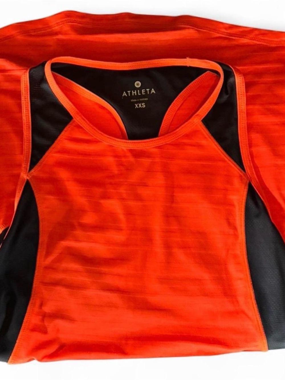 Athleta Bright Red Racerback Tank with Black Panels